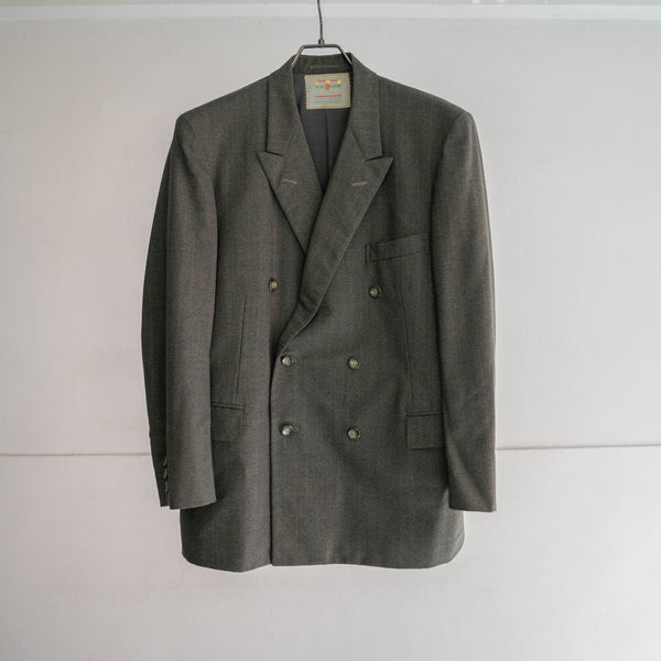 1970-80s Japan vintage green chambray double breasted tailored jacket