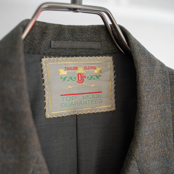 1970-80s Japan vintage green chambray double breasted tailored jacket