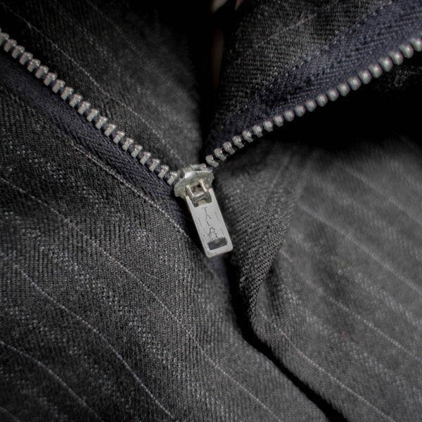 1980s Japan dark gray stripe 1tuck slacks