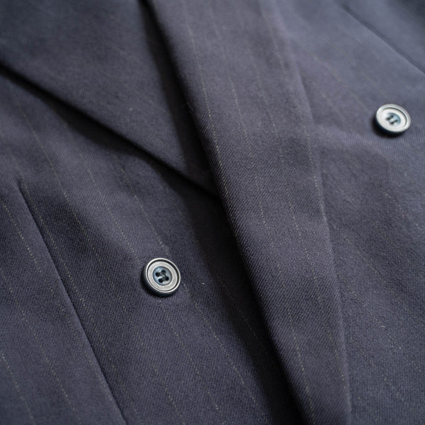 2000s Japan vintage navy stripe double breasted tailored jacket