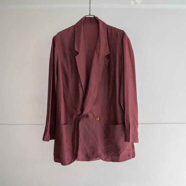 1980-90s wine red silk 100 tailored jacket