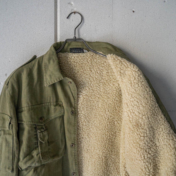 around1980s military like gimmick short jacket -boa lining-