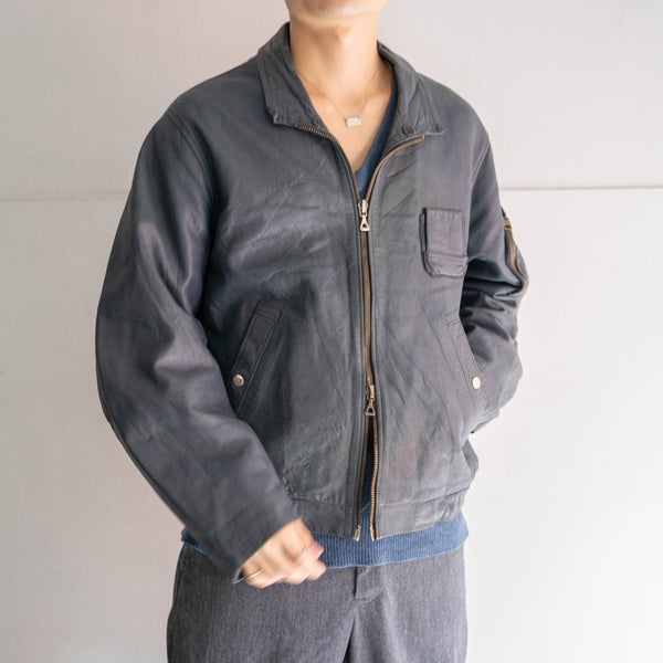 1970-90s French military pilot leather jacket -government supply- -1
