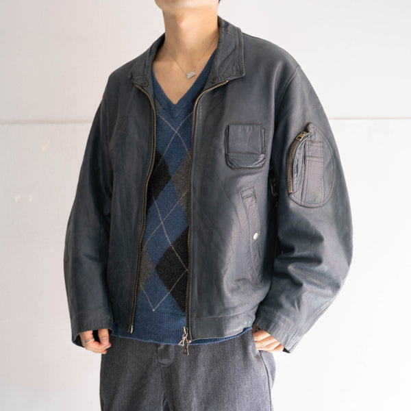1970-90s French military pilot leather jacket -government supply- -1