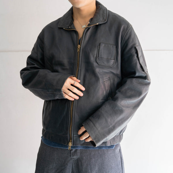 1970-90s French military pilot leather jacket -government supply- -2