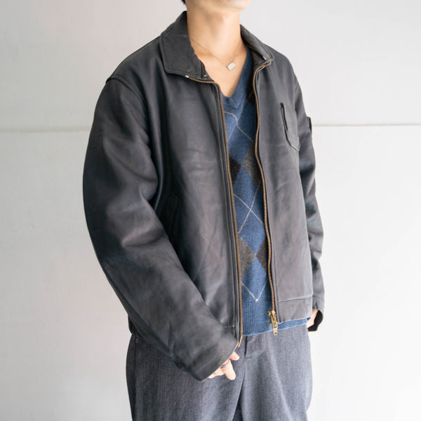 1970-90s French military pilot leather jacket -government supply- -2