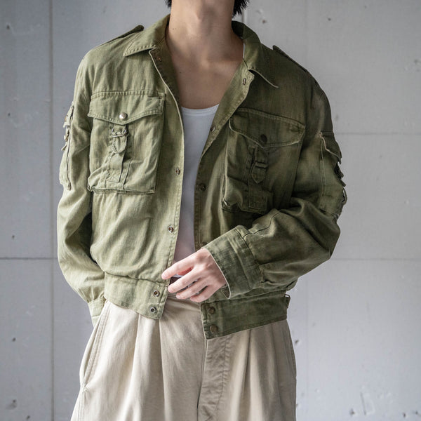 around1980s military like gimmick short jacket -boa lining-