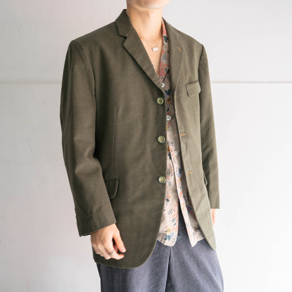 1970s Japan vintage moss green wool tailored jacket