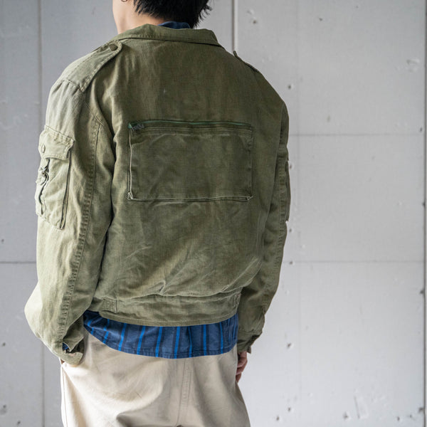 around1980s military like gimmick short jacket -boa lining-