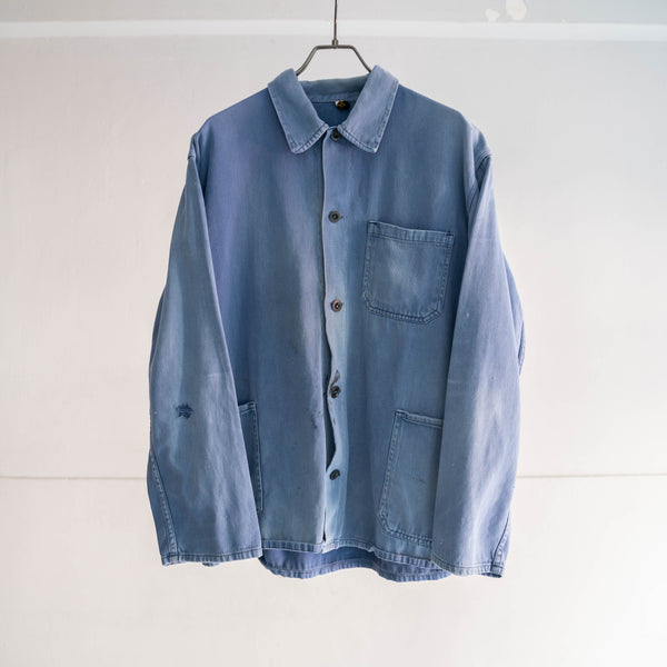 around 1970s Belgium faded blue work jacket with back belt