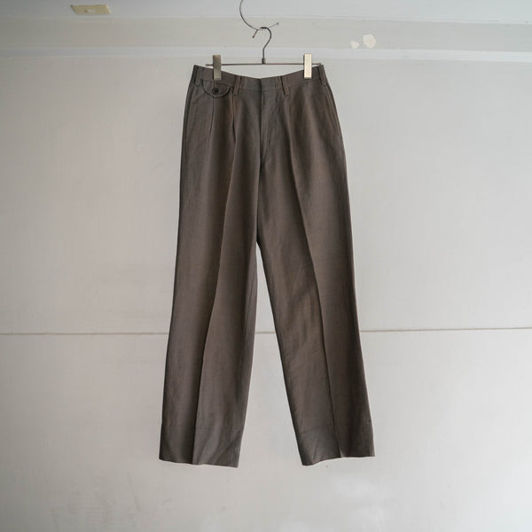 1990s Japan vintage brown cotton × linen slacks -sun fade-