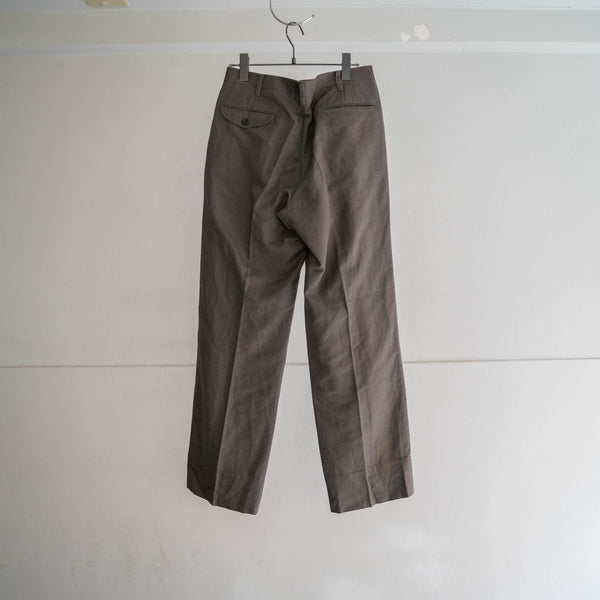 1990s Japan vintage brown cotton × linen slacks -sun fade-