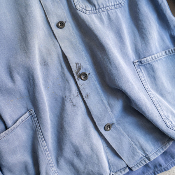 around 1970s Belgium faded blue work jacket with back belt