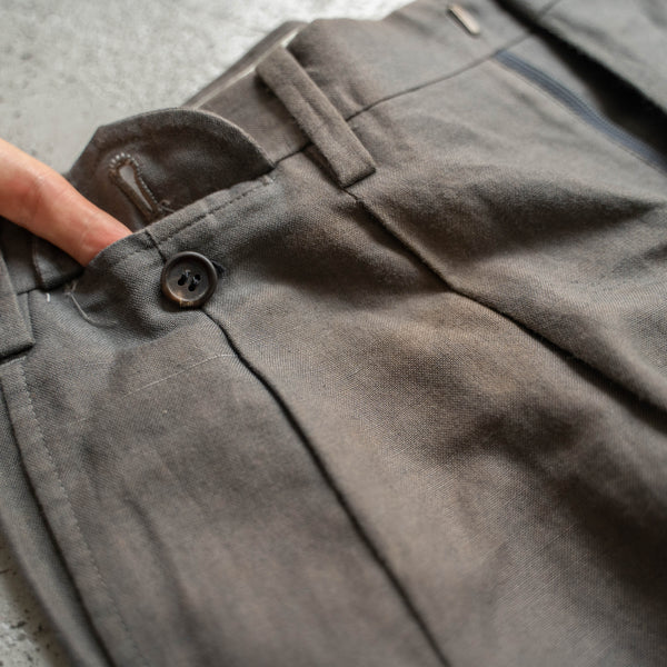 1990s Japan vintage brown cotton × linen slacks -sun fade-