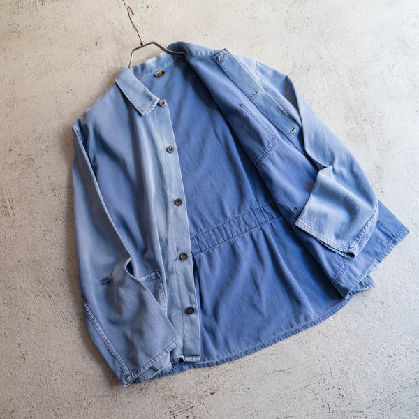 around 1970s Belgium faded blue work jacket with back belt