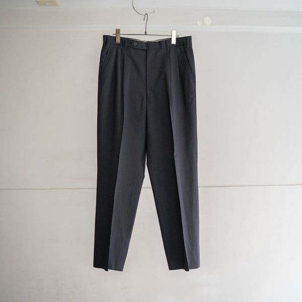 1990s Japan vintage dark blue 2 tuck slacks -light weight-