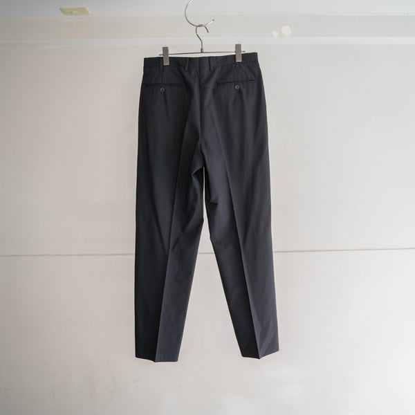 1990s Japan vintage dark blue 2 tuck slacks -light weight-