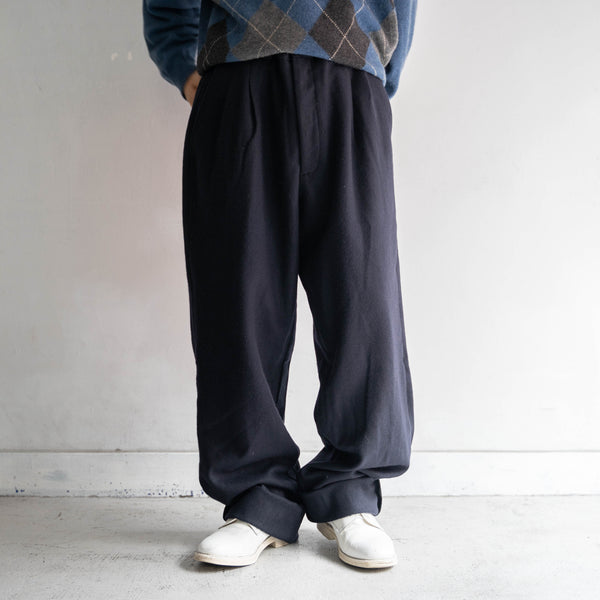 1990-00s Italy dark navy wool work pants 'dead stock'