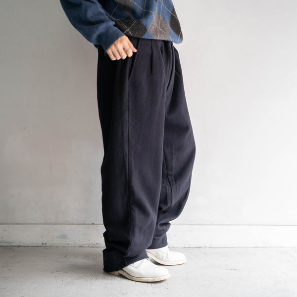 1990-00s Italy dark navy wool work pants 'dead stock'