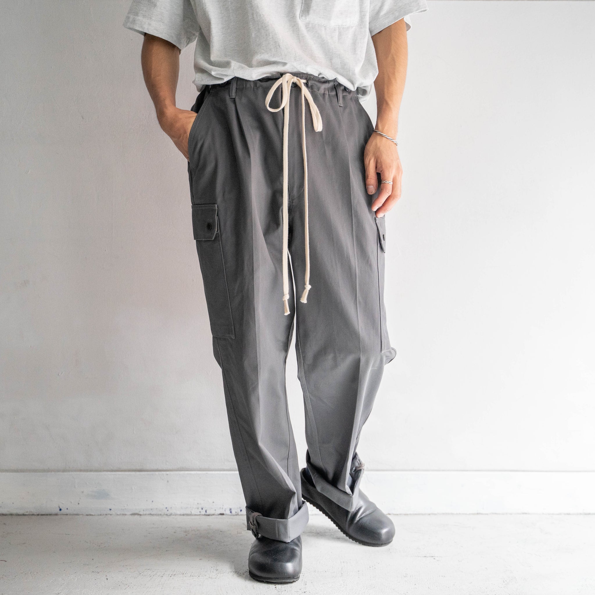 1990-00s Germany police gray color cargo pants -waist code remake-