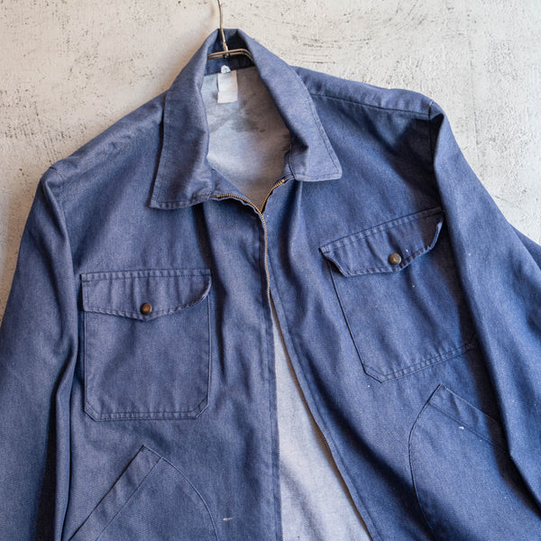 1970s Europe blue denim work short jacket