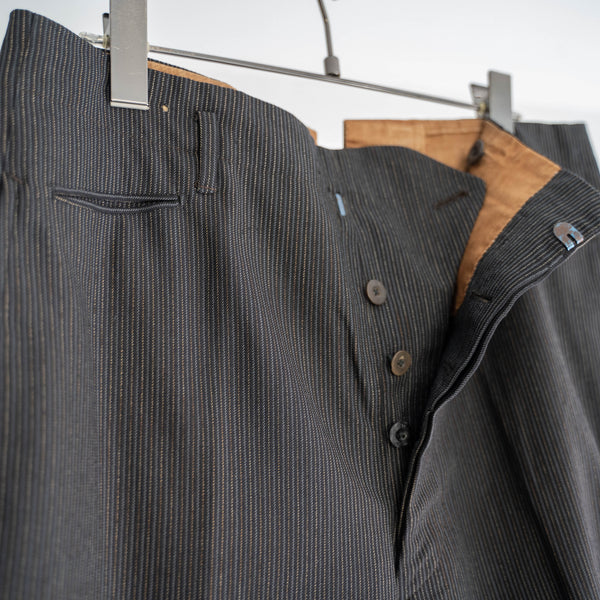 1970s Japan vintage gray based stripe slacks with coin packet