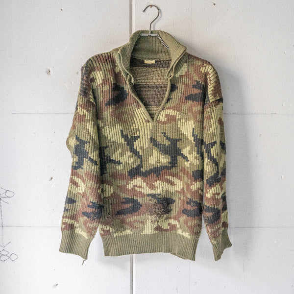 around 1980s Italy camouflage pattern skipper knit