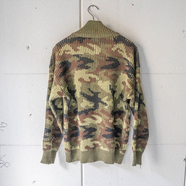 around 1980s Italy camouflage pattern skipper knit