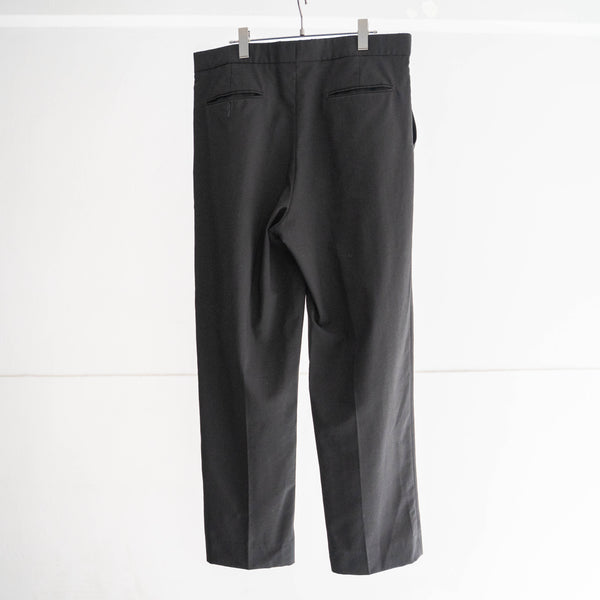 1990s Europe black color wool two tuck slacks -with side adjuster-