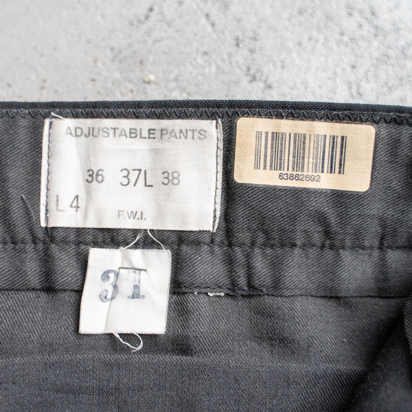 1990s Europe black color wool two tuck slacks -with side adjuster-