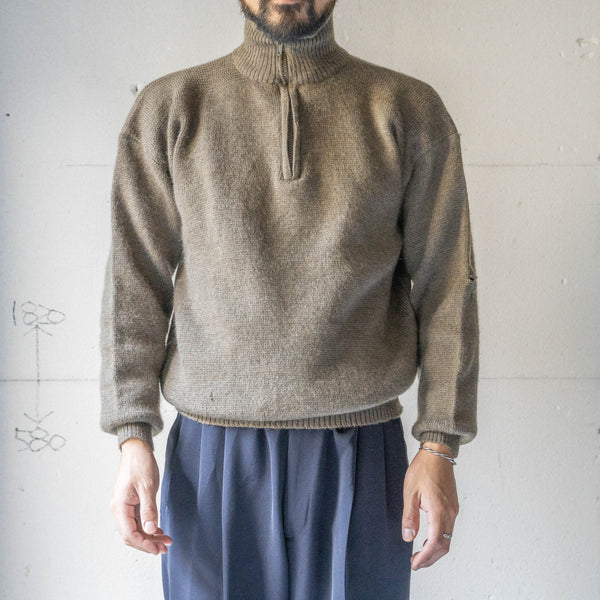 1990s Italian military high neck half zip knit