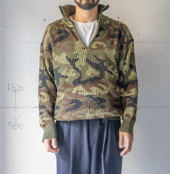 around 1980s Italy camouflage pattern skipper knit