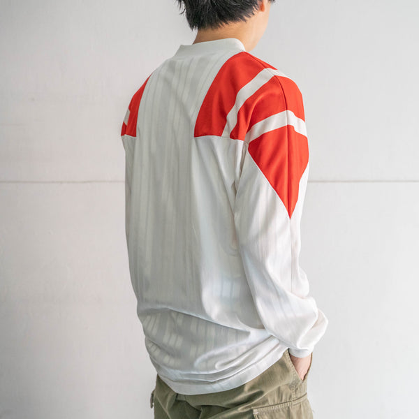 around 1980s 'adidas' white × red V neck game shirt