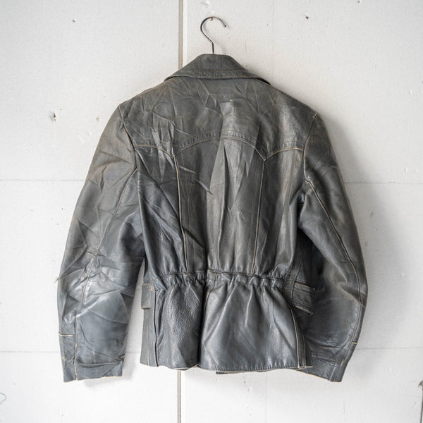 1960-70s Netherland motorcycle leather short jacket