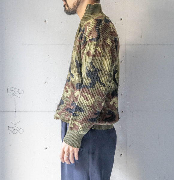 around 1980s Italy camouflage pattern skipper knit