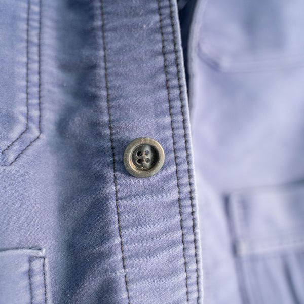 1950-60s France blue moleskin work jacket 'with repair'