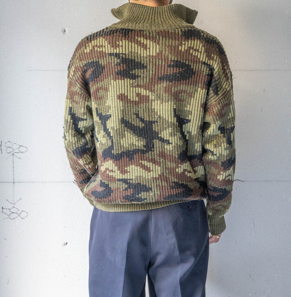 around 1980s Italy camouflage pattern skipper knit