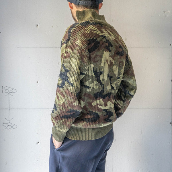 around 1980s Italy camouflage pattern skipper knit