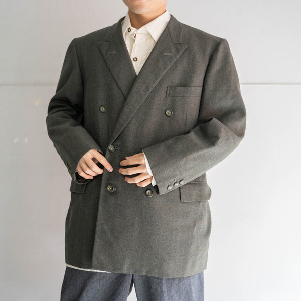 1970-80s Japan vintage green chambray double breasted tailored jacket