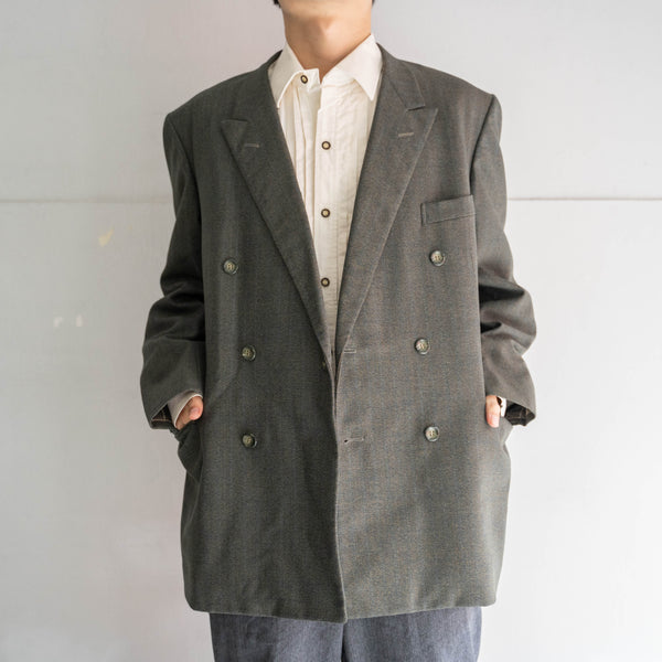 1970-80s Japan vintage green chambray double breasted tailored jacket