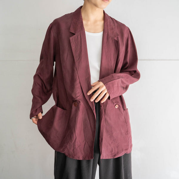 1980-90s wine red silk 100 tailored jacket