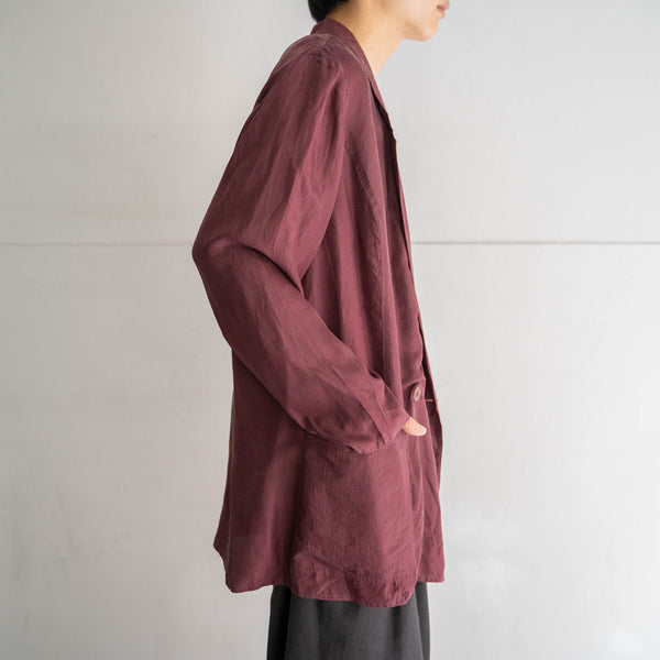 1980-90s wine red silk 100 tailored jacket