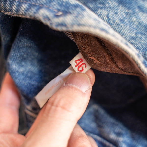 1980s brown leather & denim reversible blouson