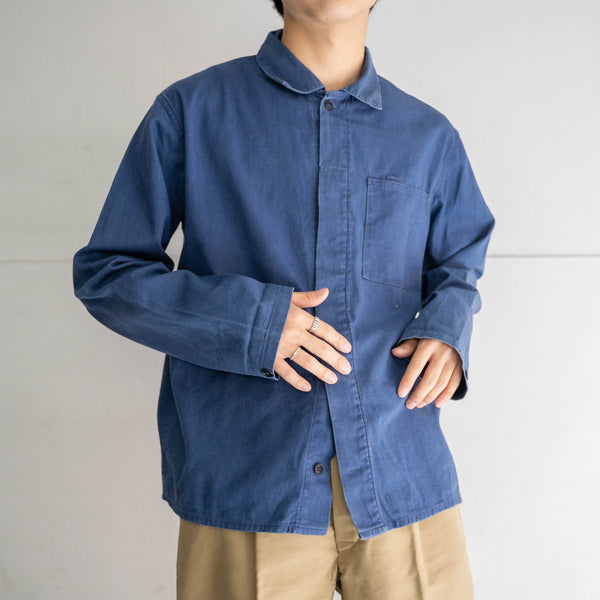 1970-80s VIETNAM blue cotton work jacket -light weight-
