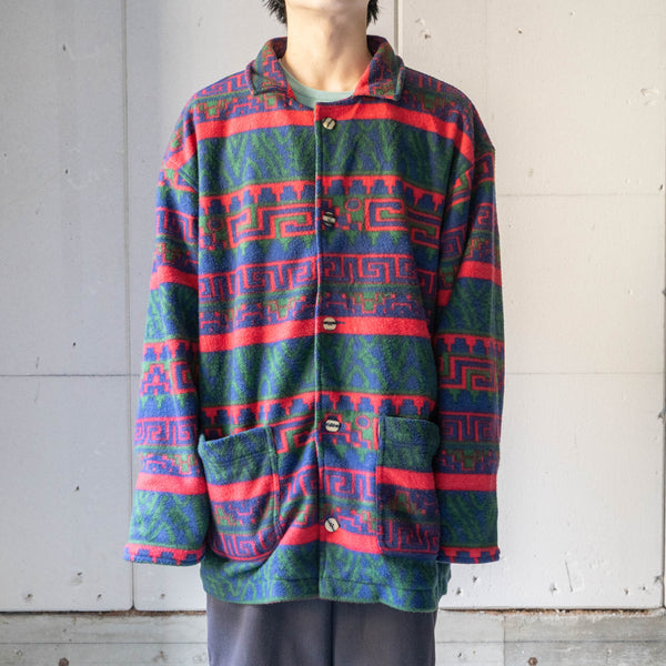 around 1980s Swiss ethnic pattern fleece jacket