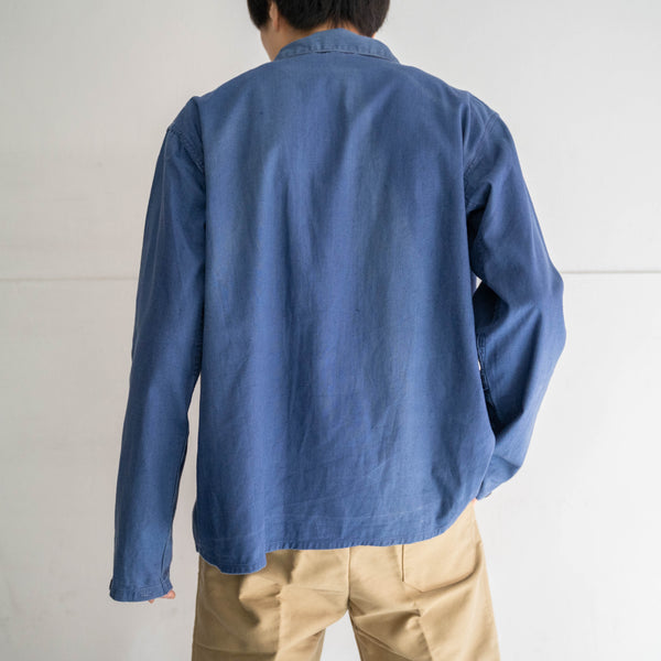 1970-80s VIETNAM blue cotton work jacket -light weight-