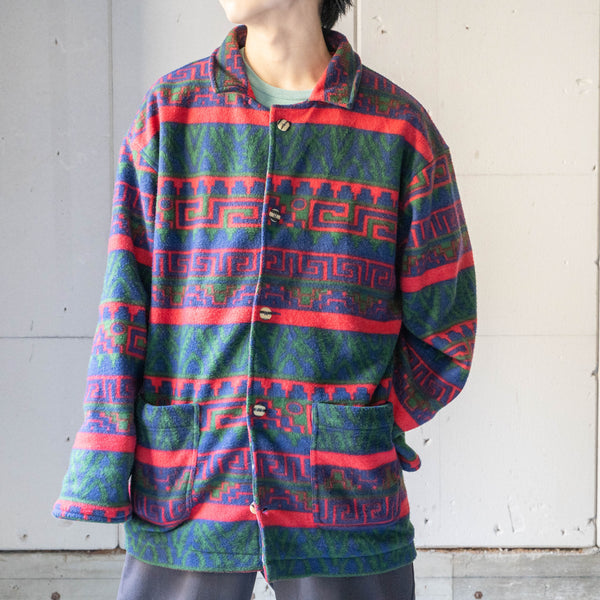 around 1980s Swiss ethnic pattern fleece jacket