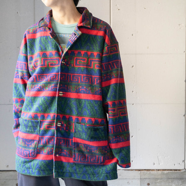 around 1980s Swiss ethnic pattern fleece jacket