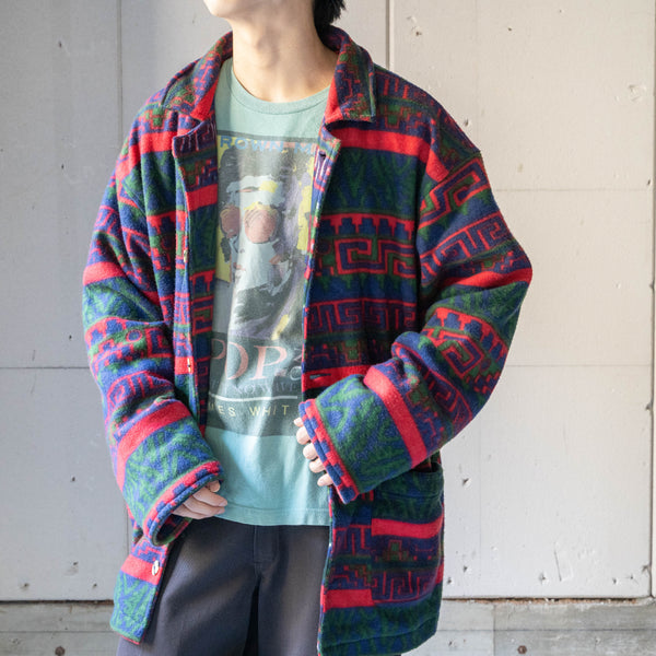 around 1980s Swiss ethnic pattern fleece jacket