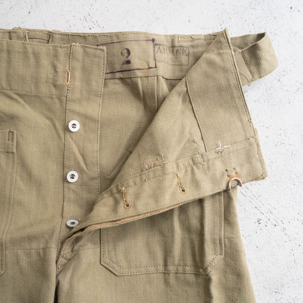 1940-50s French military M35 motorcycle pants -cotton canvas type- 'dead stock'
